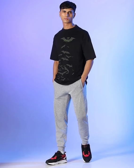 Bewakoof X DC Batman Men's Cotton Graphic Print Oversized Fit Half Sleeve Round Neck T-Shirt | Casual Wear | Street Wear | Oversized t Shirt for Men Cotton | Baggy - Image 3