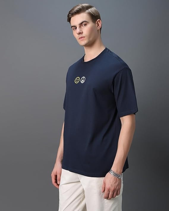 Bewakoof Men's Graphic Printed 100% Cotton T-Shirt - Oversized Fit, Round Neck, Half Sleeves