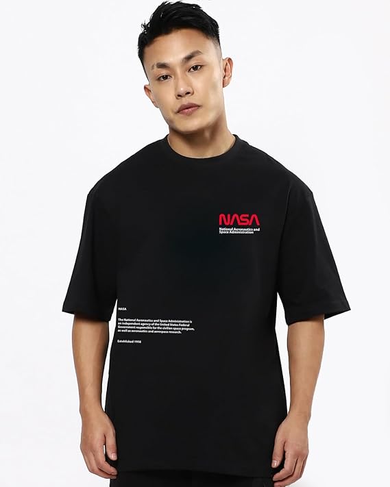 Bewakoof X NASA Men's Cotton Printed Oversized Fit Half Sleeve Round Neck T-Shirt | Casual Wear | Street Wear | Oversized t Shirt for Men Cotton | Baggy - Image 5