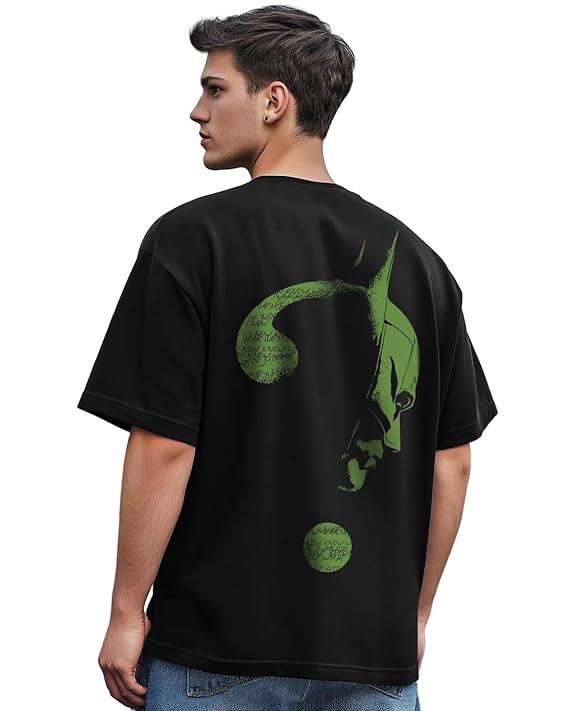 Bewakoof X DC Batman Men's Cotton Graphic Print Oversized Fit Half Sleeve Round Neck T-Shirt | Casual Wear | Street Wear | Oversized t Shirt for Men Cotton | Baggy